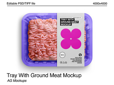 Tray With Ground Meat Mockup 3d branding food mockup free mockup free template graphic design ground meat mockup logo meat meat mockup mockup mockup download pack package package design package mockup template download tray mockup visualization