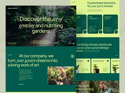 GREEN HARVEST — Garden Company Landing Page botanical clean company website design flowers garden gardening graphic design green landing landing page nature plants spring tree ui ui ux ux vector web design