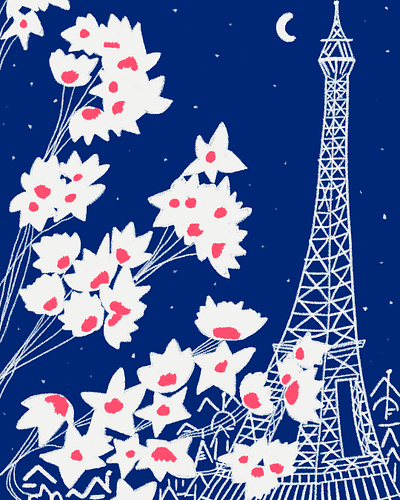 Paris and Flowers digitalart digitaldrawing illustration