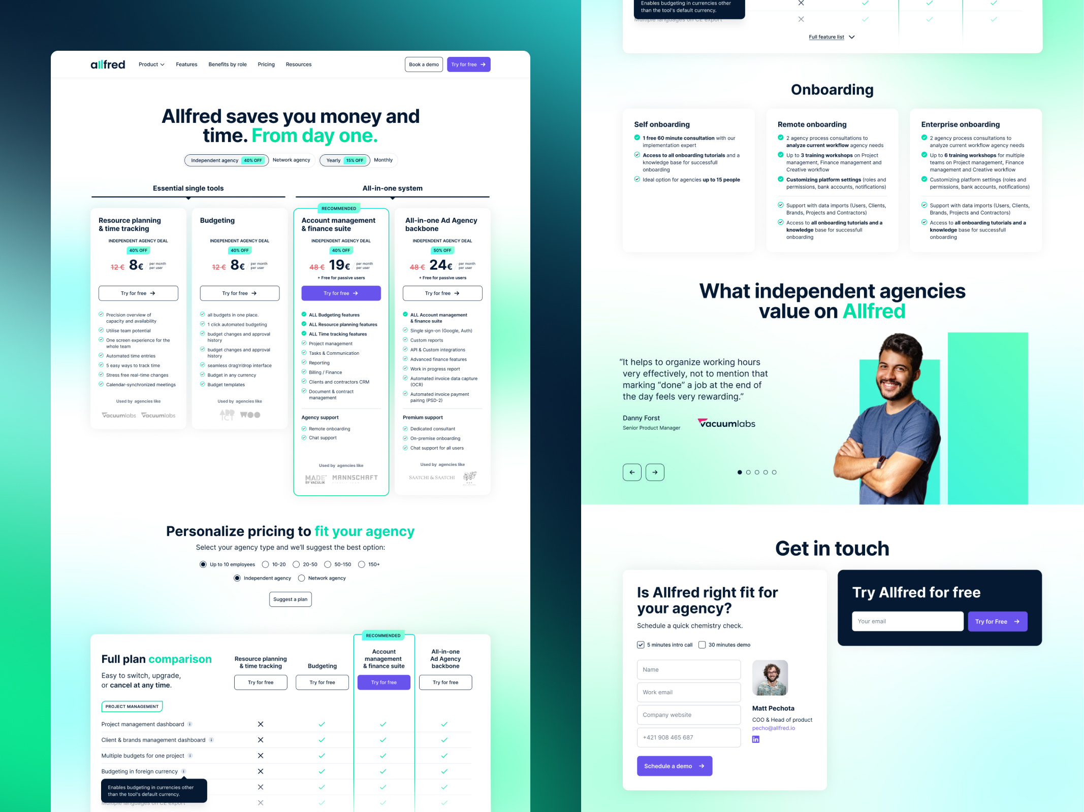 Allfred - Pricing page design gradient graphic design inspiration pricing pricing page pricing table product design project management project management tool subpage ui ux web webdesign