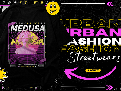 Madusa Urban Streetwear vintage style branding design graphic design grunge illustration print streetwear typography ui vector