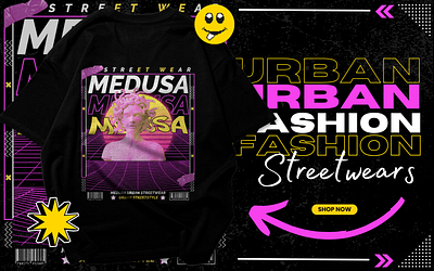 Madusa Urban Streetwear vintage style branding design graphic design grunge illustration print streetwear typography ui vector