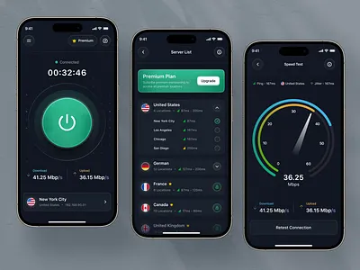 VPN mobile app concept - Vinapp app banner button clean design futuristic internet internet connection ios app mobile app premium pro servers ui ux vpn vpn app vpn mobile vpn mobile app wave