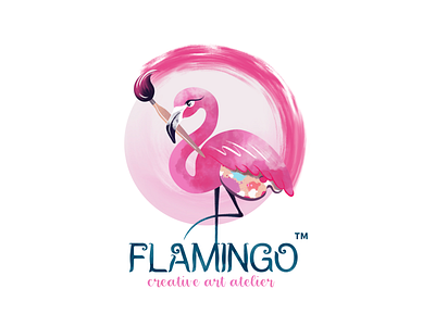 Artist Logo Original art artist atelier barbie barbie pink brand design branding flamingo graphic design illustration logo logo design paint painter painting pink