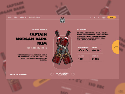 Captain Morgan (Rum) alcohol bar bottle branding captain morgan dark design hero section illustration landing light logo minimal rum spirits typography ui vector web design
