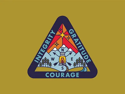 Guiding Values Patch 1970s apparel branding colorful design flat icon illustration mission nature outdoors patch retro thicklines ui vintage