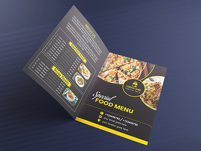 Foo Menu Brochure Design american menu bg vect biofold blak meu brochure brochure template byzed ahmed fodde food brochure food menu graphic design menu menu design restaurant template