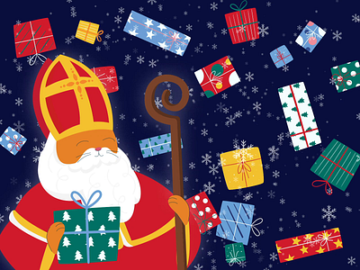 St. Nicholas Day 🎁 2d animation gift happy holidays loop motion design motion graphics snow st nicholas st nicholas day