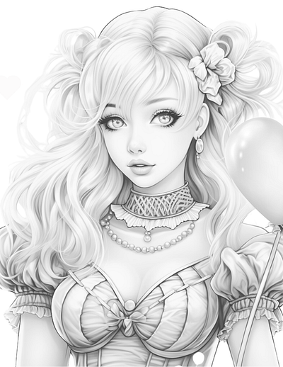 Sweetheart 2 adult coloring ai coloring page ai generated black and white coloring page ddlg coloring greyscale coloring page illustration printable coloring sexy coloring valentines day coloring