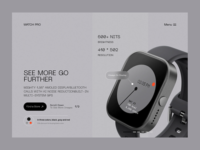 Watch Pro :: Landing Page dark mode header introduction landing page minimal product page shop store ui ux watch watch store web design website design