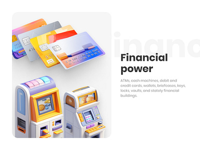 Financial power · 3D icons 3d 3d card 3d credit card 3d icon atm atm machine atmmachine card cash machine credit card creditcard debet debet card debetcard maestro mastercard visa