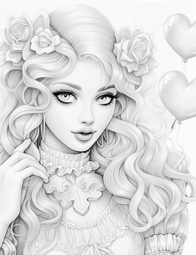 Sweetheart 7 adult coloring ai coloring ai generated black and white coloring page ddlg coloring greyscale coloring illustration printable coloring sexy coloring