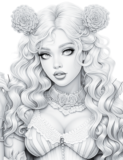 Sweetheart 9 adult coloring ai generated black and white coloring page illustration printable coloring sexy coloring