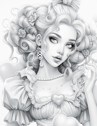 Sweetheart 14 adult coloring ai generated black and white coloring page design illustration printable coloring sexy coloring