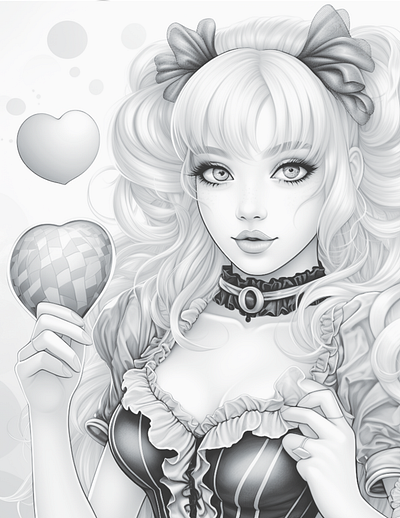 Sweetheart 17 adult coloring ai generated black and white coloring page design illustration printable coloring sexy coloring