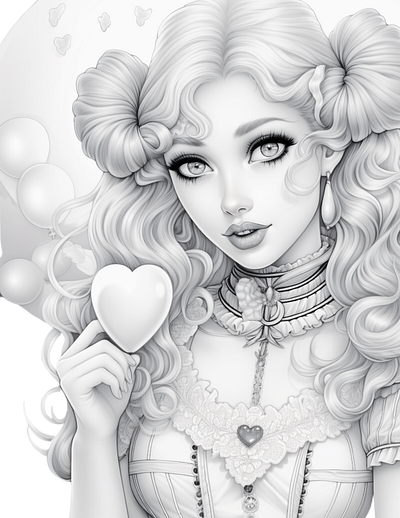 Sweetheart 22 adult coloring ai generated black and white coloring page illustration printable coloring sexy coloring valentines day coloring