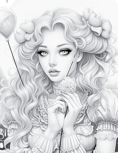 Sweetheart 25 adult coloring ai generated black and white coloring page illustration printable coloring sexy coloring