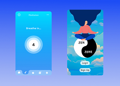 Zen Zone / Meditation and mental wellness app app branding design graphic design illustration logo mental health ui ux