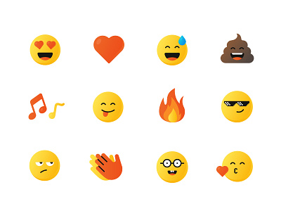 Emoji emoji fair happy icons illustrations love music sad vector