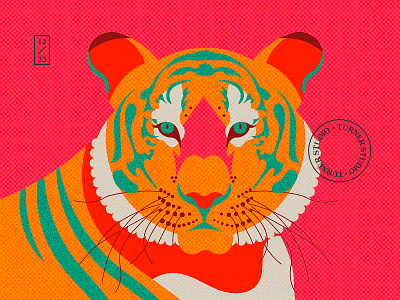 Tiger Illustration: Risograph treatment bold colorful design halftone hot pink illustration risograph texture tiger vibrant