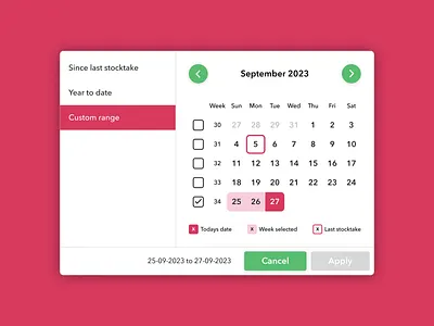 Calendar with week selection calendar date picker digital design figma ui