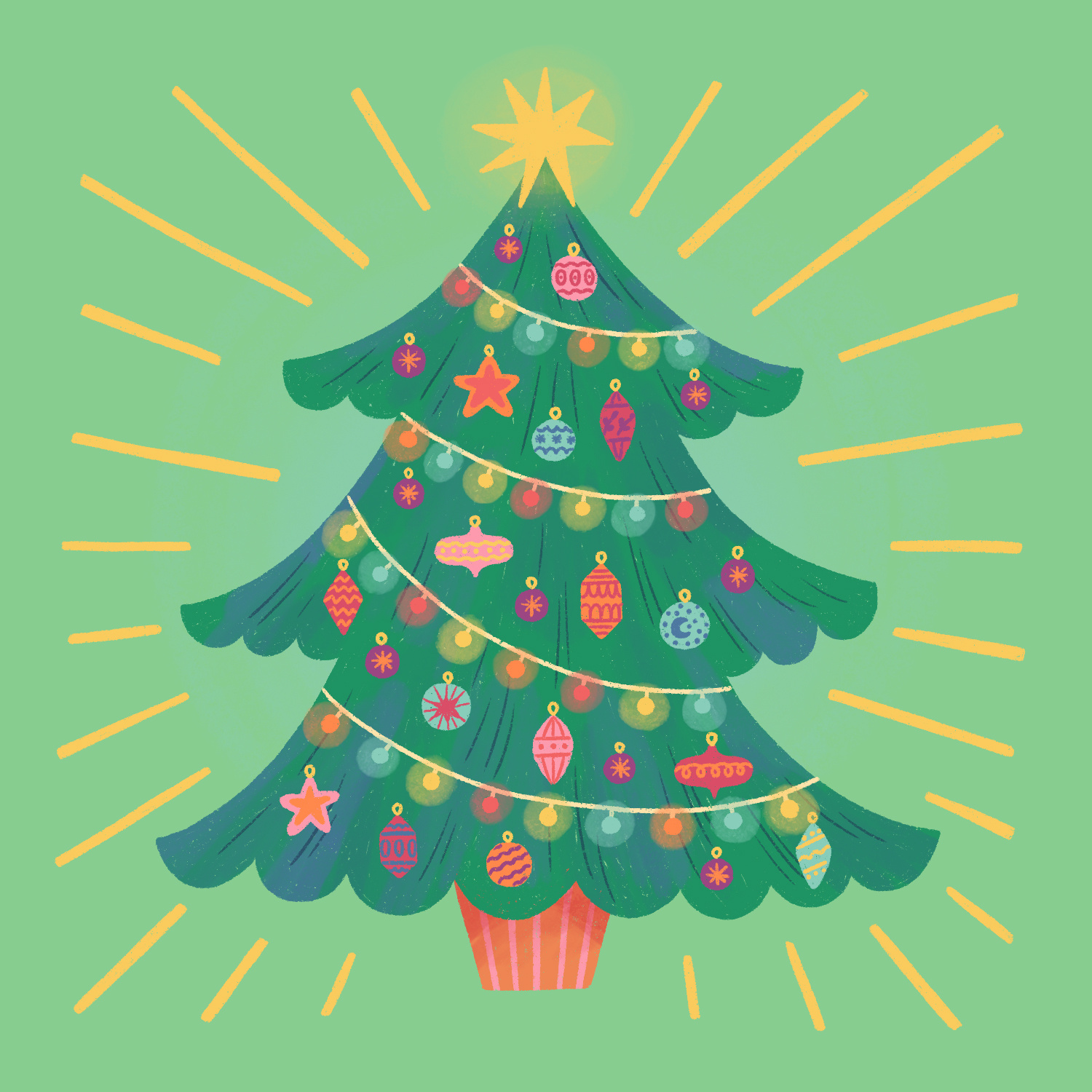 Christmas Tree christmas christmas tree colorful cute festive fun illustration joyful magical ornaments procreate