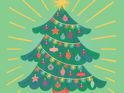Christmas Tree christmas christmas tree colorful cute festive fun illustration joyful magical ornaments procreate