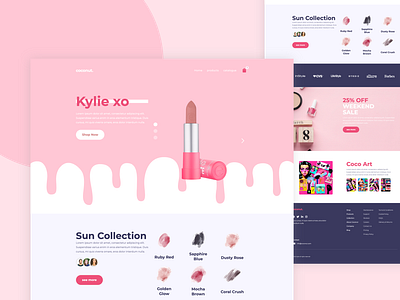 coconut.mock cosmetics cute female kylie makeup pink web design website website design women