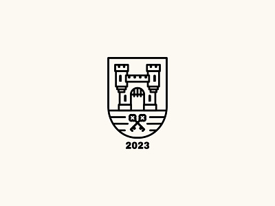 Castlegate Shield Logo brand branding castle coat of arms design gate graphic design heraldic illustration key linear logo mark mediaval palace real estate shateau shield tower vector