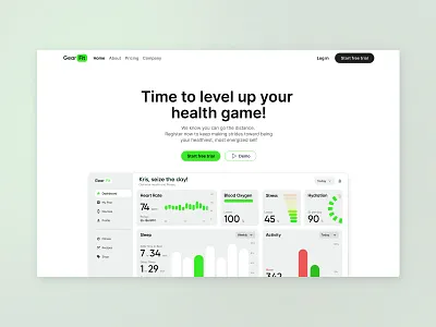 GearFit - Landing Page design fitness fitness landing health app landing health care health care landing healthcare healthcare landing hero section landing landing hero landing page new design popular popular landing typography ui web