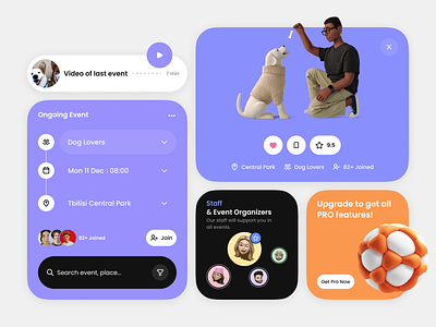 🦮 Community App — Components UI app application design cleandesign community community app components design dog lovers illustration inspiration interface material design product design search ui ux