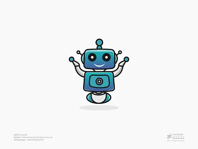 Cute Robot Logo ai ai logo brand design branding cute robot logo design graphic design illustration logo logodesign logotype minimalist nft robot ui