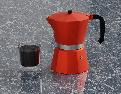 A Cup of Coffee 3d 3d design 3ddesign blender coffee graphic design illustration mokapot