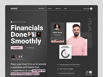 MPARC Finance Web Design cashflow company debit card fianance website finance finance landing page financial fintech startup graphic design homepage interface investment landing page managment money service ui ux web website
