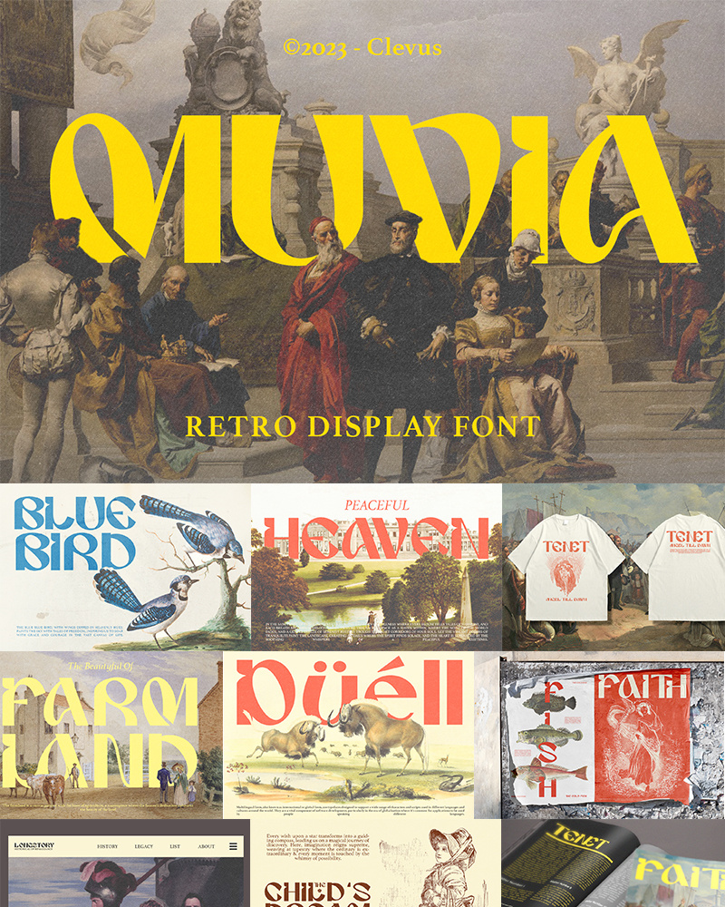 Muvia | Retro Display Font branding business ideas classic classy design font illustration magazine serif typeface ui