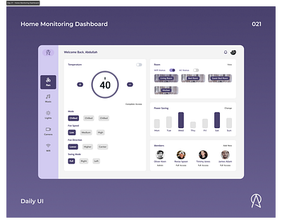 Daily UI - Home Monitoring Dashboard app branding control dashboard design home illustration iot logo minimal smarthome typogaphy ui ui design uiuxdesign uxdesign web app web design web layout website design