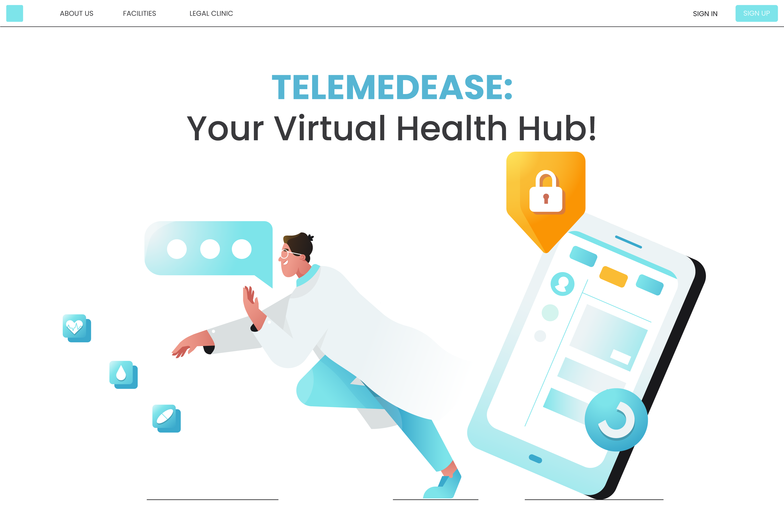 Telemedease — Virtual Health Hub character design doctor geometrical graphic design illustration medical illustration minimal minimalism run running character telemedicine vector illustration