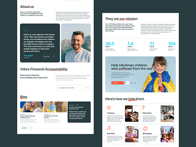 Vida charity — landing page business children clean color colorful creative design figma font grid illustration landingpage layout minimalism product redesign typographie typography ui ux