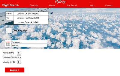 Case Study - Airline Website Desktop analysis concept figma interactive prototype prototype research ui usability test ux