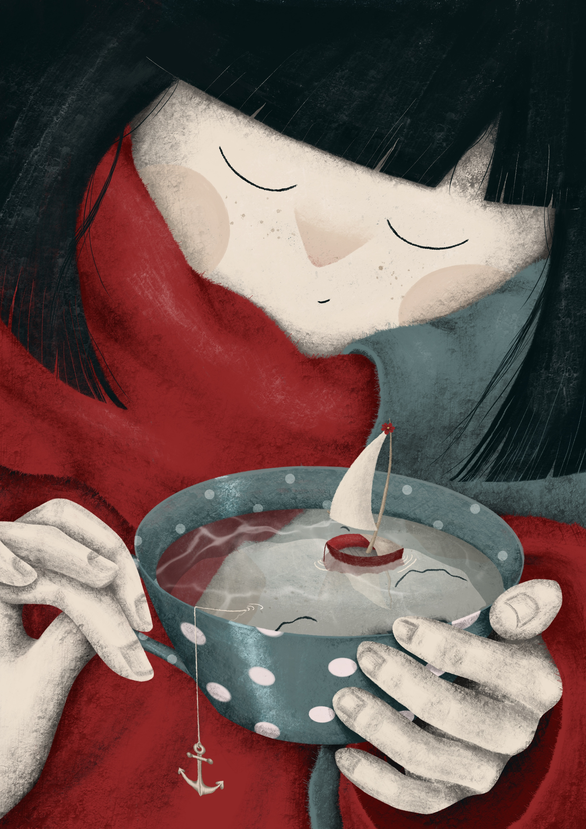 Where is my Anchor anchor artwork digital art empowerment female artist girl illustration illustrator introspection love metaphore metaphore illustration procreate sail boat self appreciation self discovery self inquiry self love tea tea time