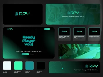 RPY | Brand + Web Design brand design branding dark website futuristic gamified graphic design logo design mental health modern website neon neon website social media branding therapy website ui ui ux web web design webflow wellness website