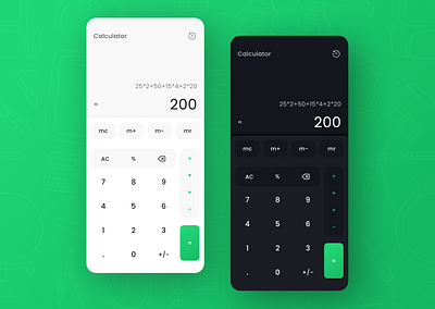 A simple calculator screen with an example calculation on screen app calculator ui uiux ux