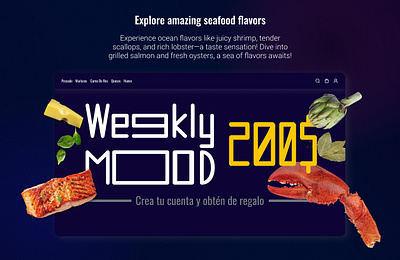 Weekly Mood SeaFood website branding cafe crube graphic design icons interface lobster meat page resttaurnat sea seafood ui uikit uiuxdesign vegetable web design webpage website