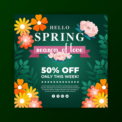 shopping sale flyer design flower poster