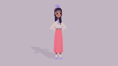 Cute girl animation (Turn sound on) 2d charater after effects animation around her waiste body turn cute follow through girl hair head turn mirror mobile motion motion design motion graphics notification posing rigging skirt teenage