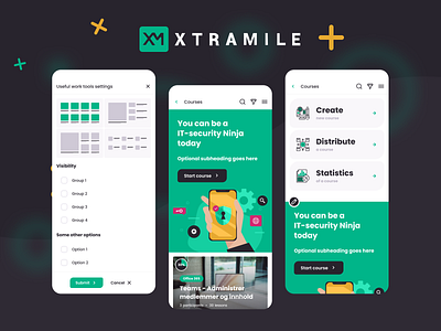 Xtramile - E-Learning Mobile App e learning education mobile app mobile design online courses online education online learning ui ui design ux ux design web app