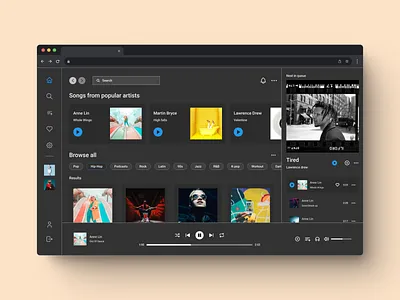 Daily UI 009 - Web Music Player app appdesign dailyui dark design figma layout minimal ui uiux ux webapp webdesign