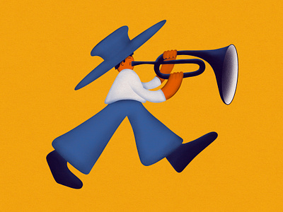 "Trumpet man" character illustration character digital art flat flat design flat illustration illustration texture trumpet walking