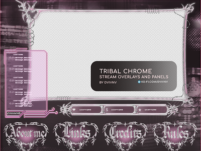 🕸 TRIBAL CHROME Stream Overlays and panels 🕸 chrome cute stream overlay free stream stream graphics stream overlay tribal twitch twitch design twitch graphics