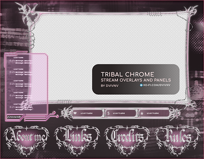 🕸 TRIBAL CHROME Stream Overlays and panels 🕸 chrome cute stream overlay free stream stream graphics stream overlay tribal twitch twitch design twitch graphics